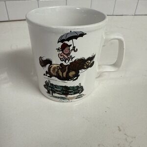 Norman Thelwell 1967 Horse Pony Jump Mug Staffordshire England Girl 3.75" FLAWED